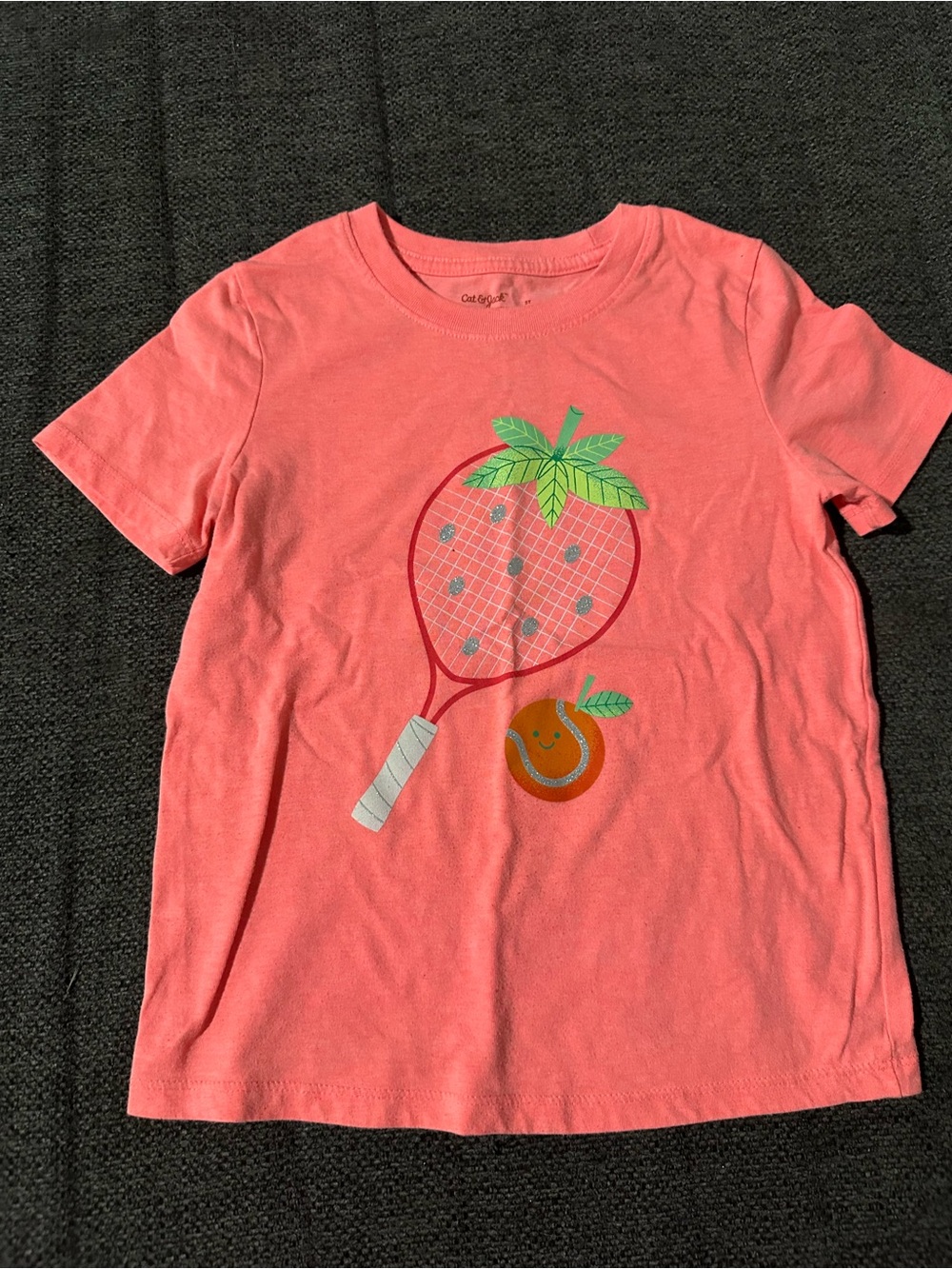 Girls' Coral Strawberry Graphic Tee - Unbranded